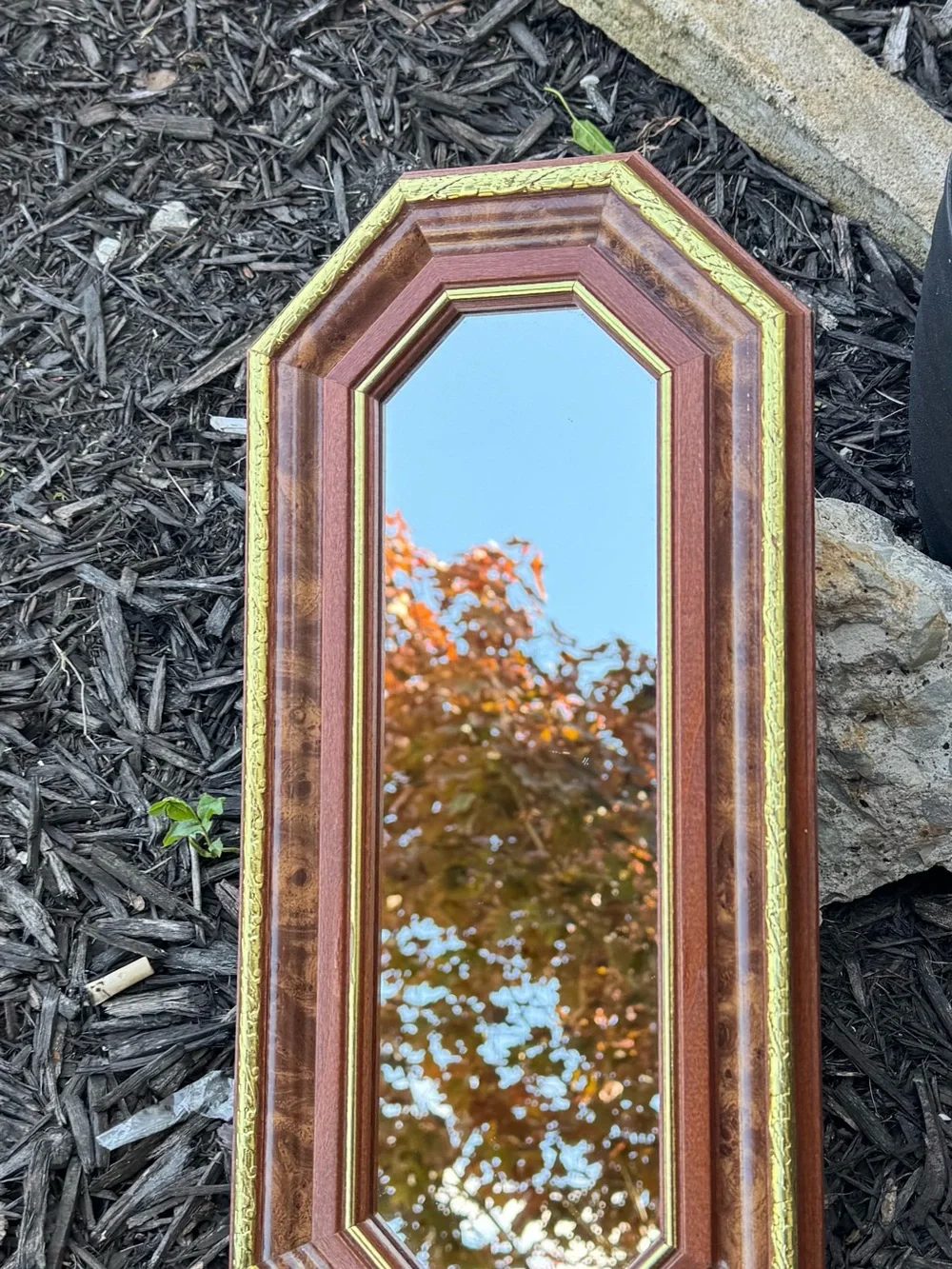 Vintage Home Interiors Brown & Gold Octagonal-Style Wall Mirror